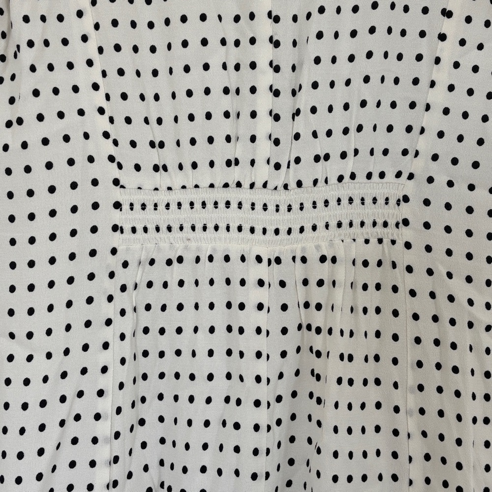 NWT Madewell Button-Front White Polka dot Mini Dress size 8 vneck shirt dress - Picture 9 of 10